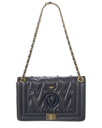 Shop Valentino By Mario Valentino Alice Diamond Leather Shoulder Bag In Blue