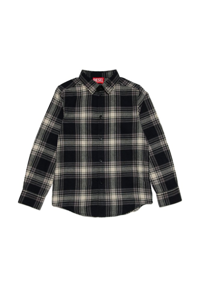 Shop Diesel Kids Csumbechecknw Checked Buttoned Shirt In Multi