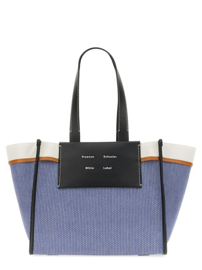 Shop Proenza Schouler White Label Large Morris Pinstripe Top Handle Bag In Blue