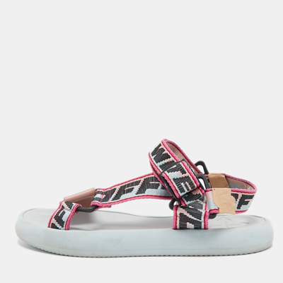 Pre-owned Off-white Multicolor Canvas Preloved Track Logo Slingback Sandals Size 41