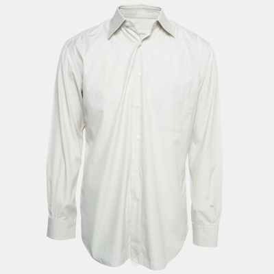 Pre-owned Ermenegildo Zegna Pale Grey Cotton Regular Fit Long Sleeve Shirt L