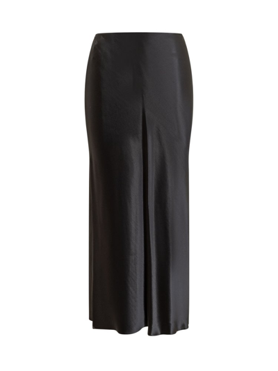 Shop Ferragamo Salvatore  Longline Satin Skirt In Black