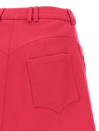 Shop Balmain Logo Button Mini Skirt In Fuchsia