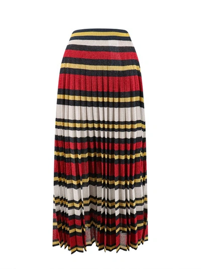 Shop Gucci Lurex Skirt With Striped Motif In Black