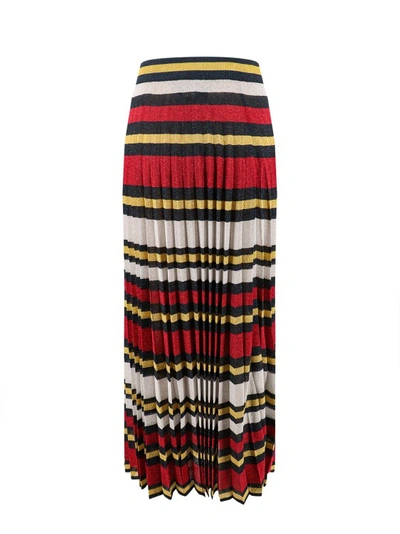Shop Gucci Lurex Skirt With Striped Motif In Black