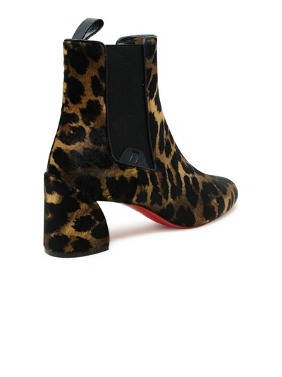 Shop Christian Louboutin Leopard Print Pony Turelastic Ankle Boots In Black