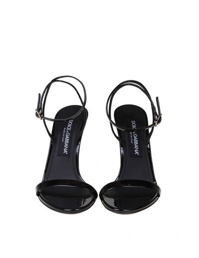 Shop Dolce & Gabbana Patent Sandals With Dg Heel In Black