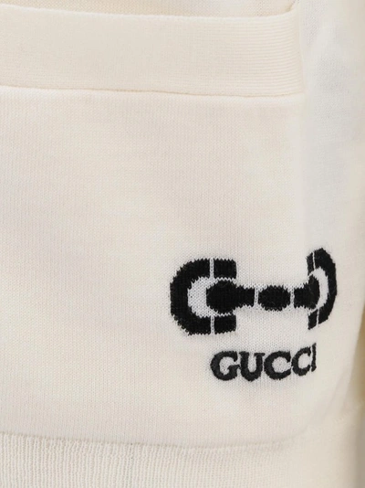 Shop Gucci Wool Cardigan With Iconic Embroidery In White