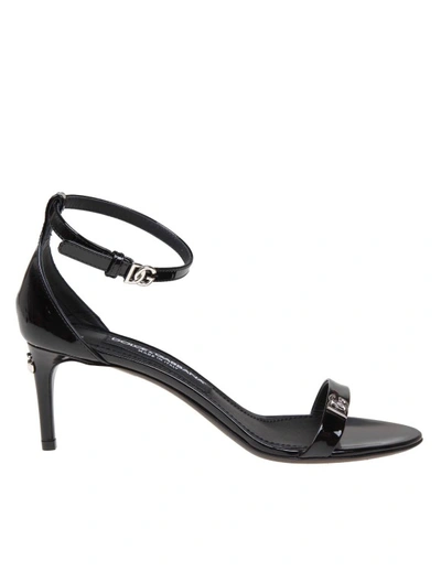 Shop Dolce & Gabbana Black Patent Sandal In Grey