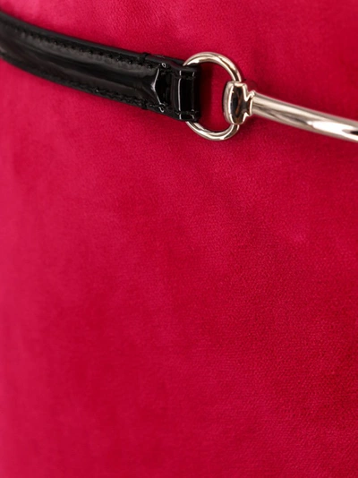 Shop Gucci Velvet Skirt With Belt And Horsebit Detail In Red