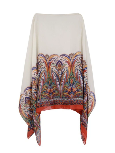 Shop Etro Multicolor Silk Top In White