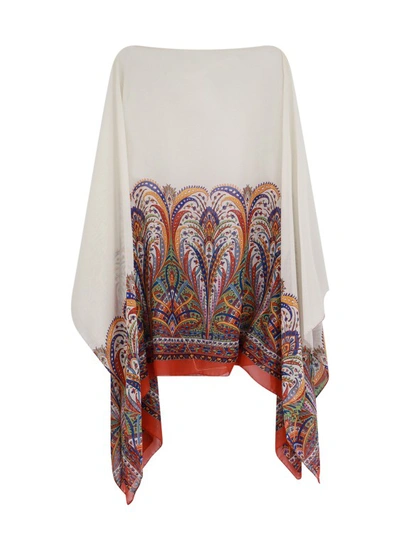 Shop Etro Multicolor Silk Top In White