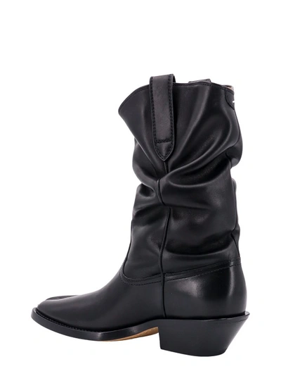 Shop Maison Margiela Leather Boots With Tabi Toe In Black
