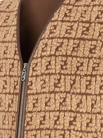 Shop Fendi Teddy Fabric Vest With Ff Motif In Brown