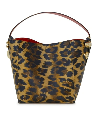 Shop Christian Louboutin Leopard Crepe Satin Cabachic Mini Bucket Bag In Black