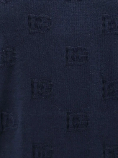 Shop Dolce & Gabbana Silk Swetaer With Allover Dg Logo Intarsia In Black