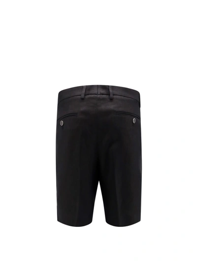 Shop Dolce & Gabbana Linen Bermuda Shorts With Frontal Pinces In Black