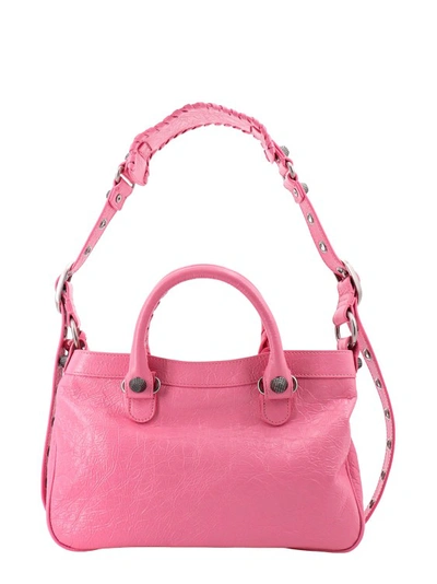 Shop Balenciaga Leather Shoulder Bag With Metal Details In Pink
