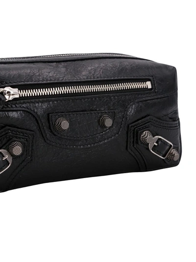 Shop Balenciaga Patent Leather Beauty Case With Leather Details In Black