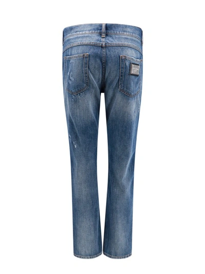 Shop Dolce & Gabbana Cotton Jeans With Ripped Effect In Grey