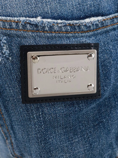 Shop Dolce & Gabbana Cotton Jeans With Ripped Effect In Grey