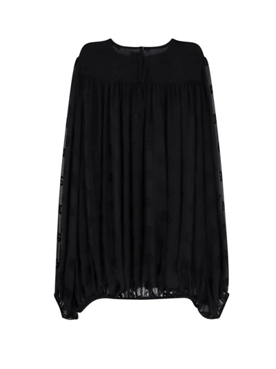 Shop Dolce & Gabbana Viscose And Silk Shirt With All-over Dg Logo In Black