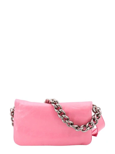 Shop Balenciaga Leather Shoulder Bag With Metal Monogram In Pink