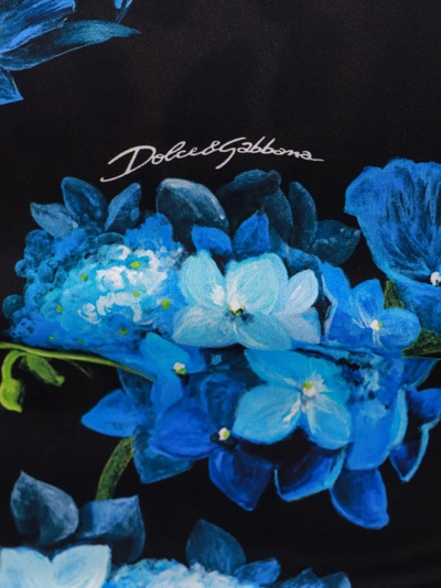 Shop Dolce & Gabbana Silk Dress With Bluebell Print In Black
