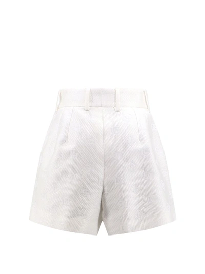 Shop Dolce & Gabbana Cotton Blend Shorts With All-over Logo In White