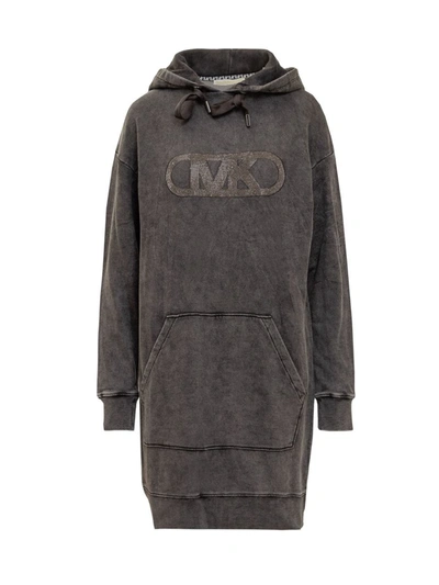 Shop Michael Michael Kors Acid Hooded Dress In Black