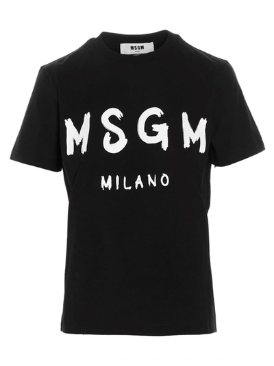 Shop Msgm Logo T-shirt In White/black