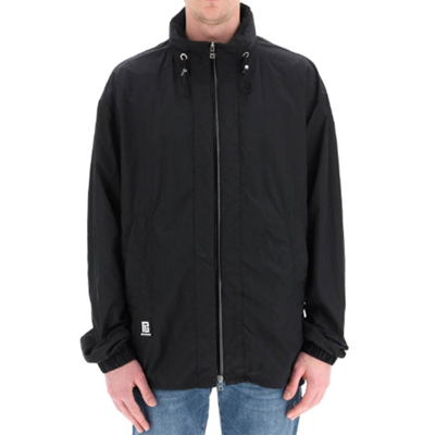 Shop Balmain Nylon Logo Jacket In Black