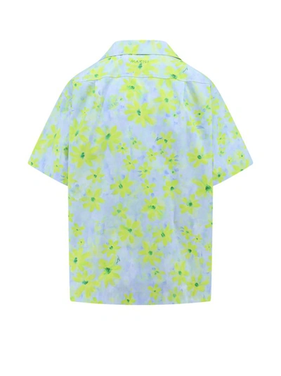 Shop Marni Cotton Shirt With Floral Motif In Blue