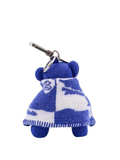 Shop Burberry Wool Key Ring With Thomas Bear In Blue