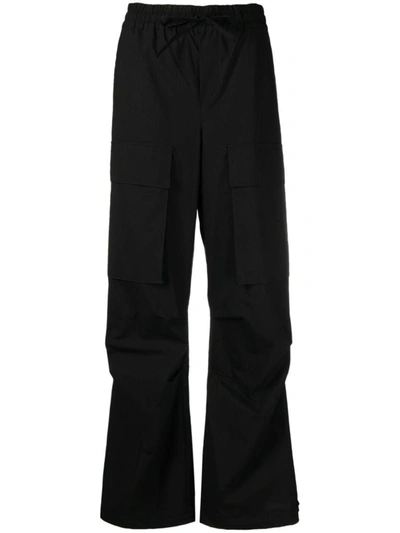 Shop P.a.r.o.s.h . Cargo-pockets Cotton Trousers In Nero