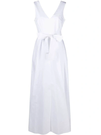 Shop P.a.r.o.s.h . V-neck Flared Maxi Dress In Bianco