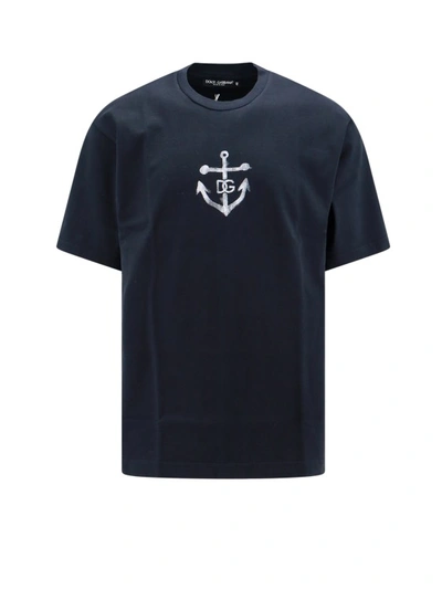 Shop Dolce & Gabbana Cotton T-shirt With Marina Print In Black