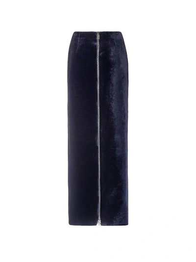 Shop Fendi Velvet Long Skirt In Black