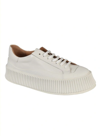 Shop Jil Sander White Sneakers In Grey