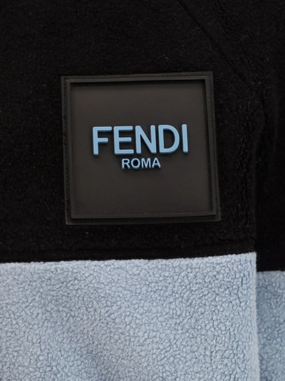 Shop Fendi Fleece Sweatshirt With Frontal Logo Patch In Black