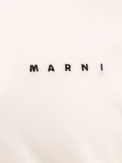 Shop Marni Cotton T-shirt With Embroidered Logo In Neutrals
