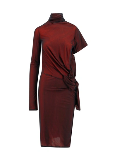 Shop Maison Margiela Viscose Dress With Asymmetric Sleeves In Black