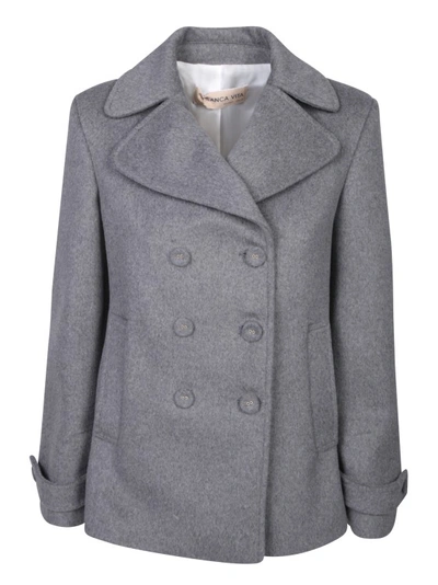 Shop Blanca Vita Gray Wool-blend Peacoat In Grey