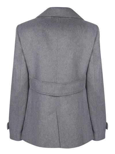 Shop Blanca Vita Gray Wool-blend Peacoat In Grey