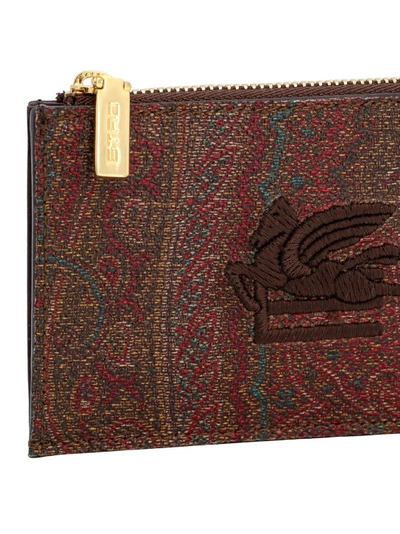 Shop Etro Paisley Fabric Card Holder In Black
