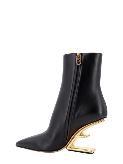 Shop Fendi Leather Ankle Boots With O'lock Slider In Black