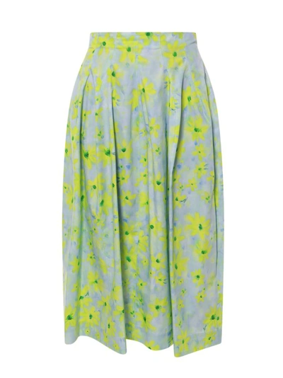 Shop Marni Cotton Skirt With Parada Print In Green