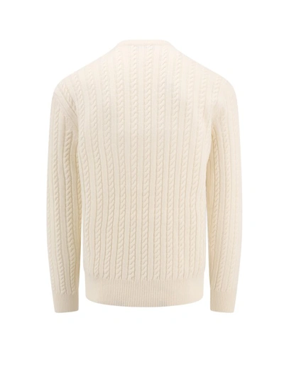 Shop Dolce & Gabbana Braided Wool Sweater With Logo In Neutrals