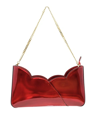 Shop Christian Louboutin Loubi/gold Leather Hot Chick Baguette Bag In Red