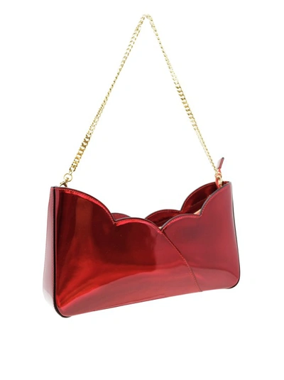 Shop Christian Louboutin Loubi/gold Leather Hot Chick Baguette Bag In Red